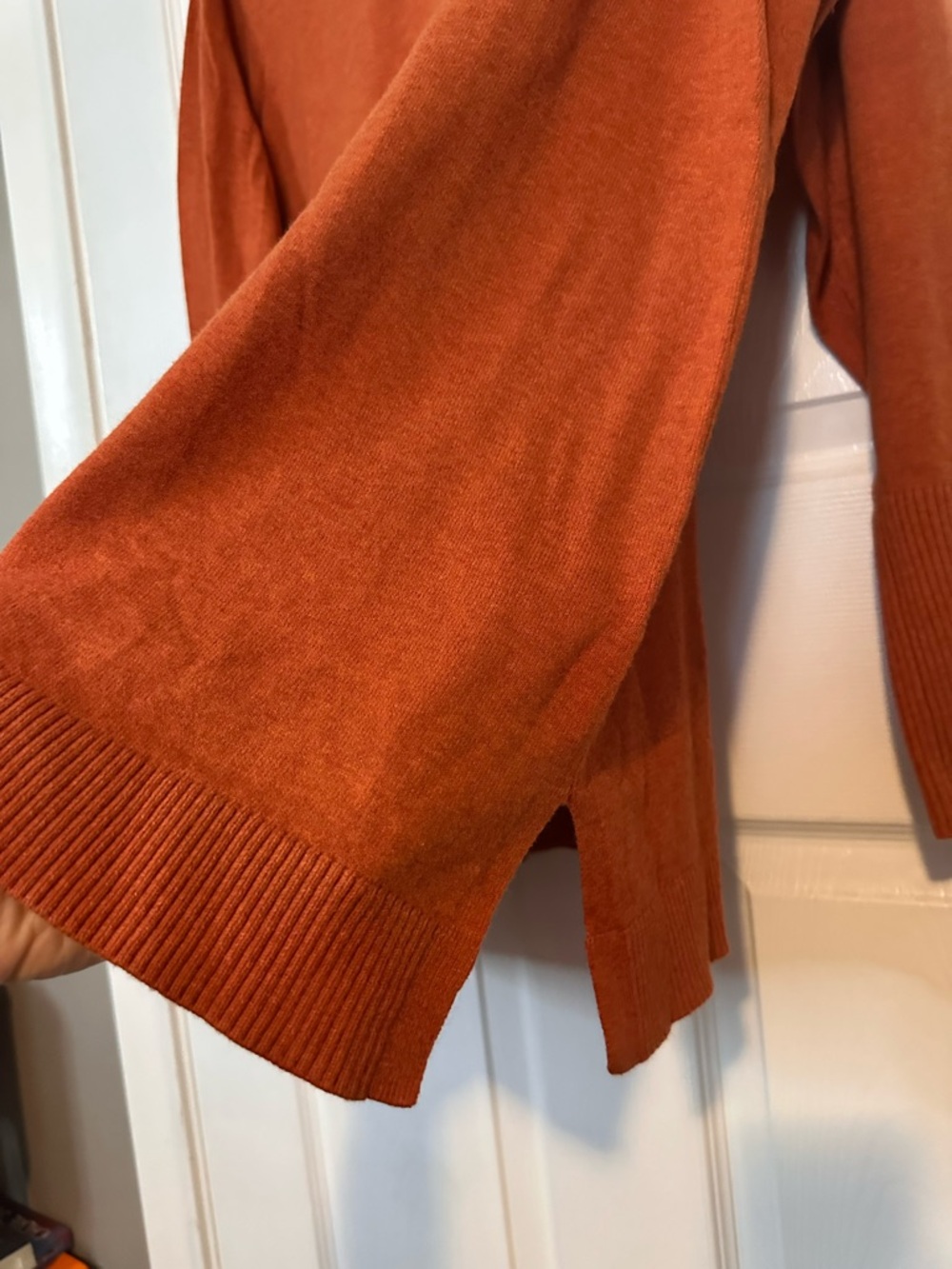 J. Jill Women’s V-Neck Orange Sweater - Picture 5 of 7